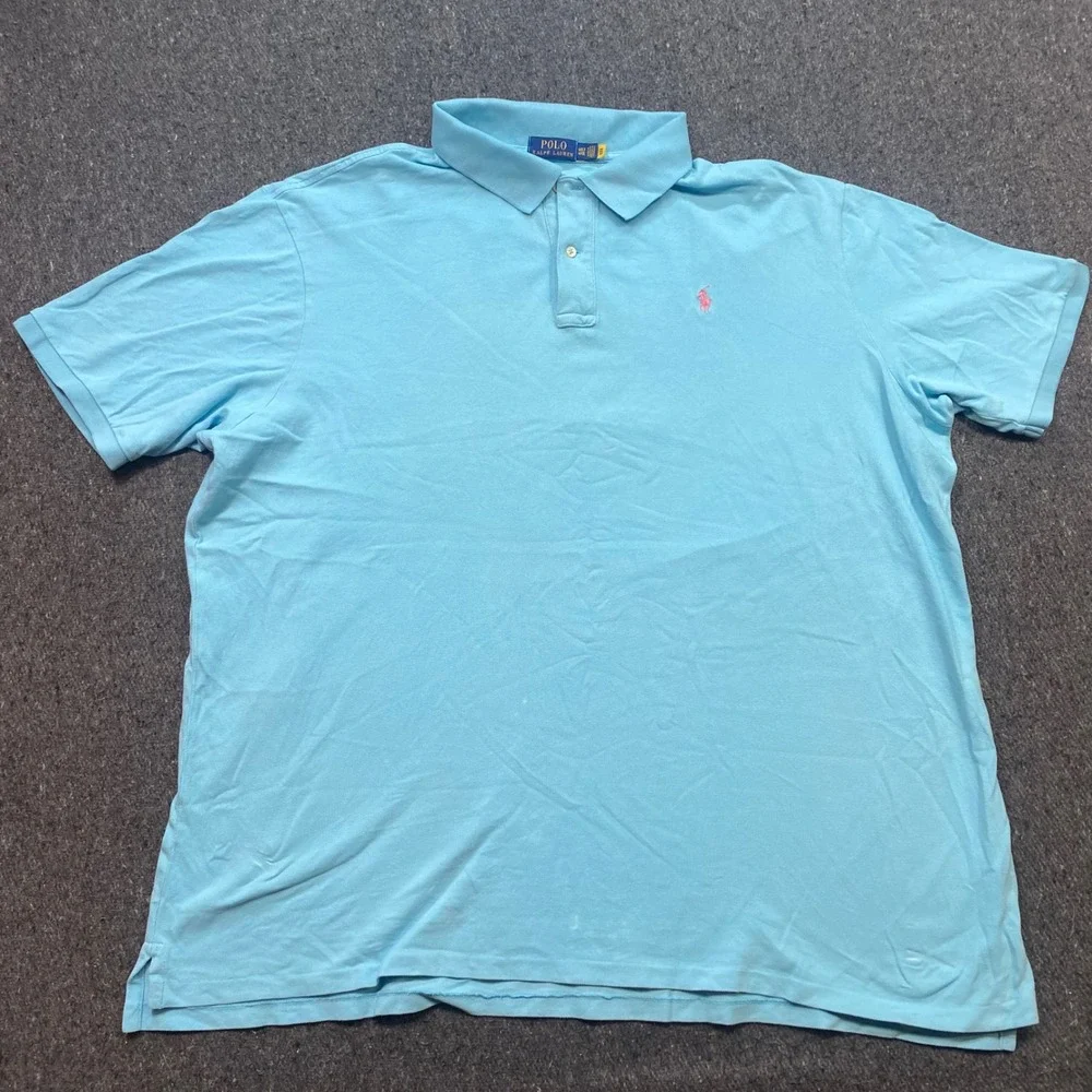 Polo Ralph Lauren Polo Sz 4XLT Mens Blue Preppy Classic Pink Pony Logo TShirt